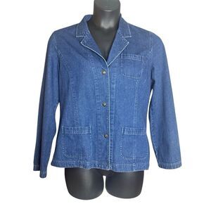 Vintage Real Comfort Women's Blue Button Front Cotton Denim Jean Jacket Size 10
